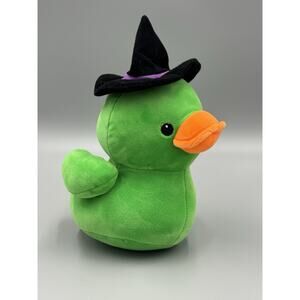 Green Duck Wearing Black Witch Hat Plush 7” Stuffed Animal MTY International